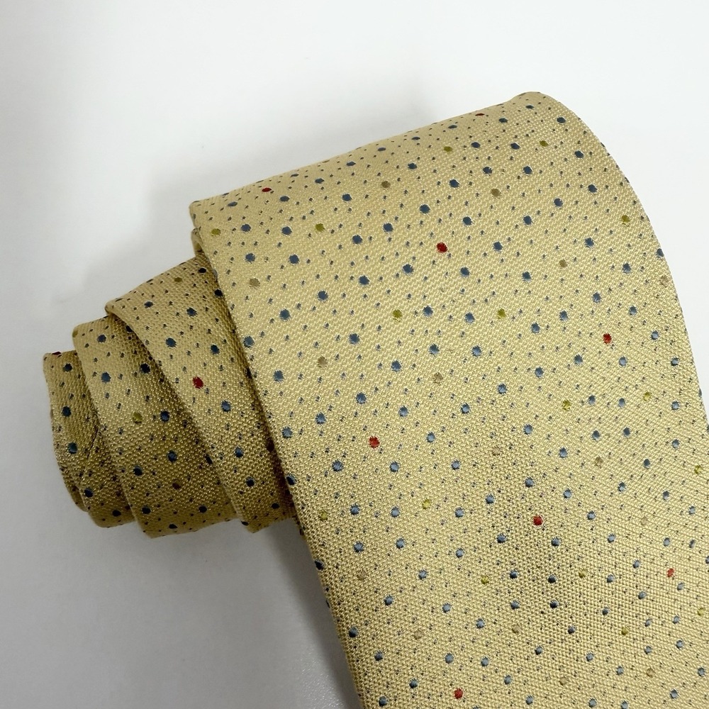 Hermes Men's Tie Yellow Polka Dot Woven Silk France 3.5" (W) x 60.5" (L) euc - Picture 6 of 7